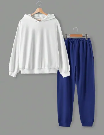 Compleu Shein Kids, alb/albastru Albastru
