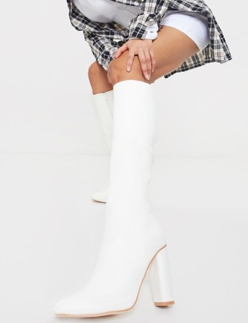 Cizme PrettyLittleThing, alb