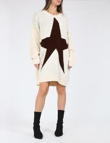 Pulover Oversize SHEIN, crem/maro Crem