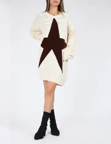 Pulover Oversize SHEIN, crem/maro Crem