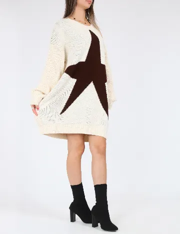 Pulover Oversize SHEIN, crem/maro Crem