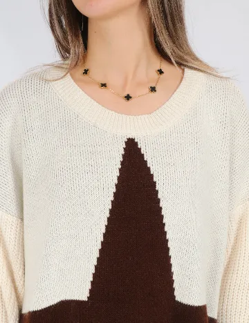 Pulover Oversize SHEIN, crem/maro Crem