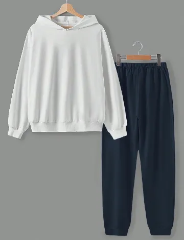 Compleu Shein Kids, alb/bleumarin Alb