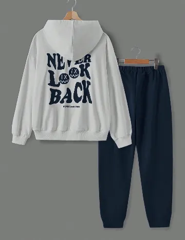 Compleu Shein Kids, alb/bleumarin Alb