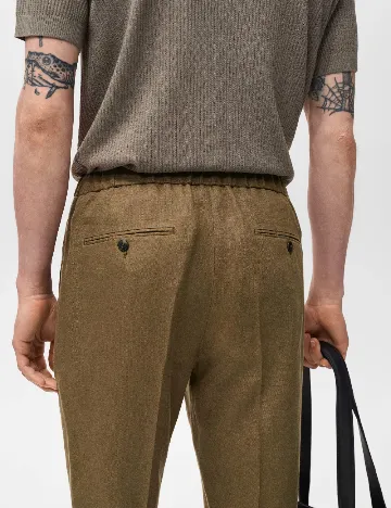 Pantaloni Mango, kaki Verde