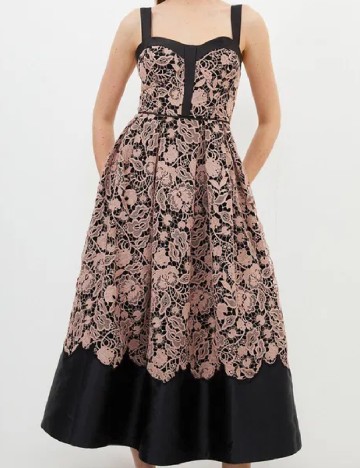 Rochie medie Karen Millen, negru/roz pudra