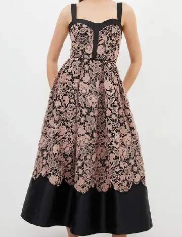 Rochie medie Karen Millen, negru/roz pudra Roz