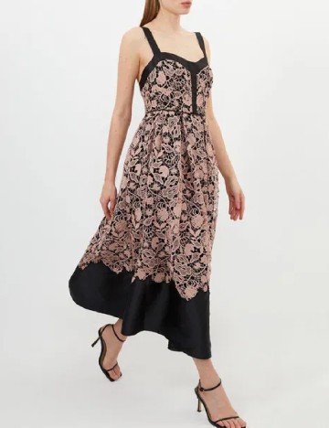 Rochie medie Karen Millen, negru/roz pudra