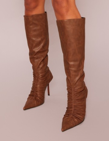 Cizme PrettyLittleThing, maro