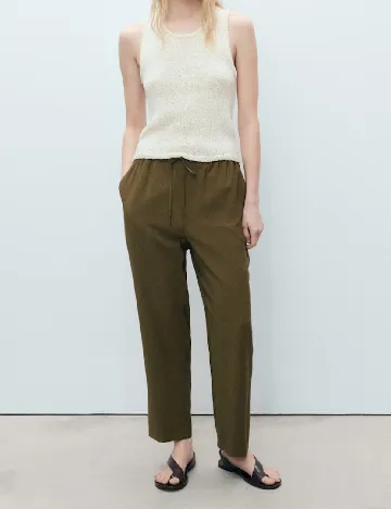 Pantaloni Mango, kaki Verde
