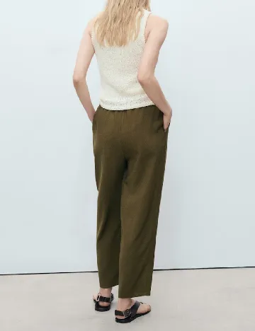 Pantaloni Mango, kaki Verde