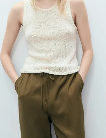 Pantaloni Mango, kaki Verde
