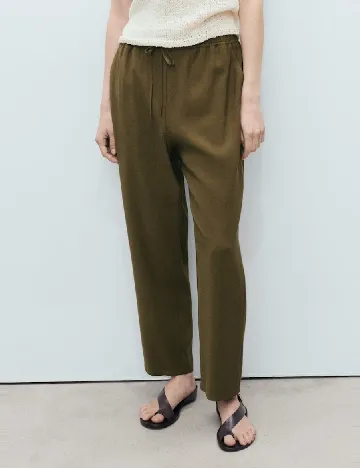 Pantaloni Mango, kaki Verde