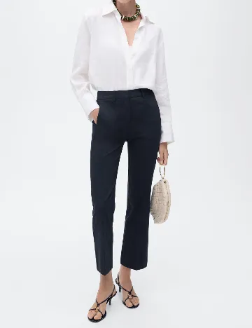 Pantaloni Mango, bleumarin Albastru