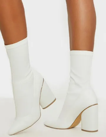 Botine PrettyLittleThing, alb Alb