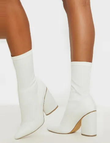 Botine PrettyLittleThing, alb Alb