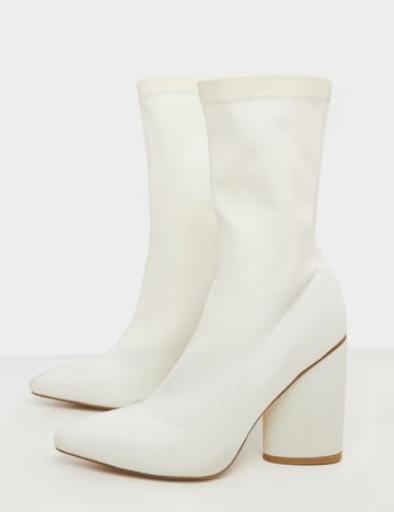 Botine PrettyLittleThing, alb