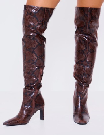 Cizme PrettyLittleThing, maro