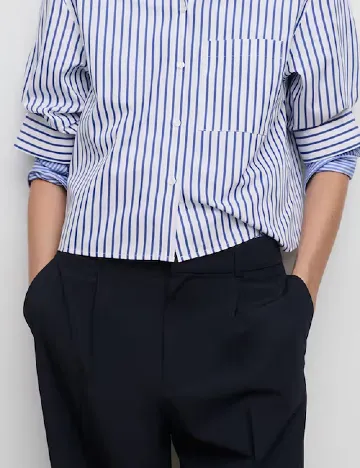 Pantaloni Mango, bleumarin Albastru