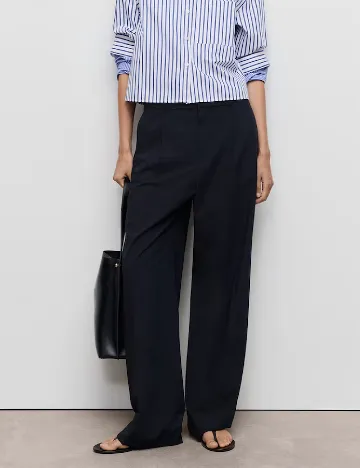 Pantaloni Mango, bleumarin Albastru