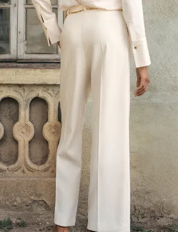 Pantaloni Mango, crem Crem