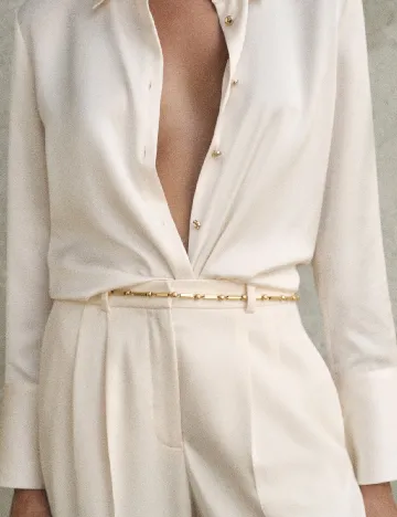 Pantaloni Mango, crem Crem