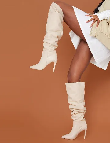 Cizme PrettyLittleThing, crem Crem