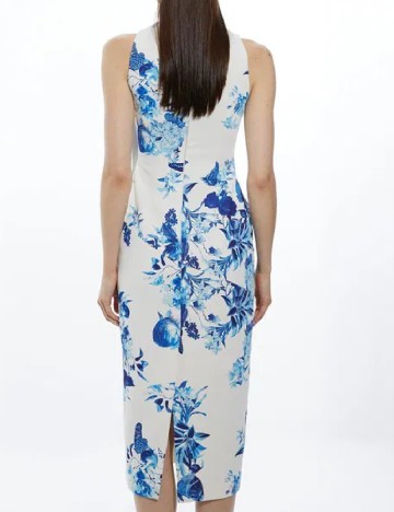 Rochie medie Karen Millen, alb/albastru