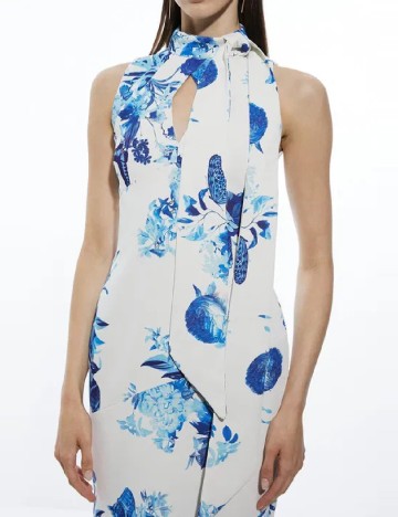 Rochie medie Karen Millen, alb/albastru
