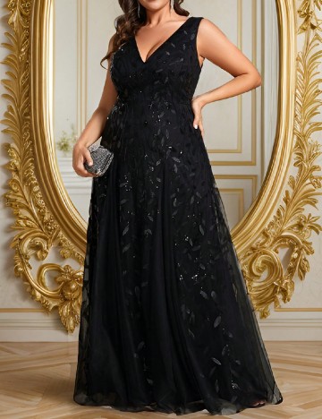 Rochie lunga Ever-Pretty Plus Size, negru