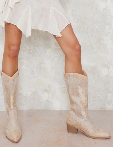 Cizme PrettyLittleThing, crem