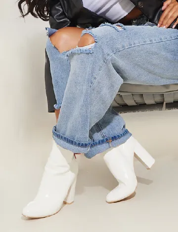 Botine PrettyLittleThing, alb Alb