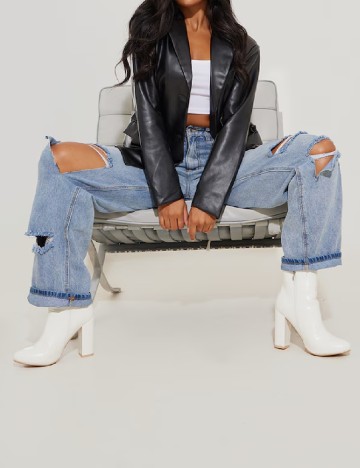 Botine PrettyLittleThing, alb
