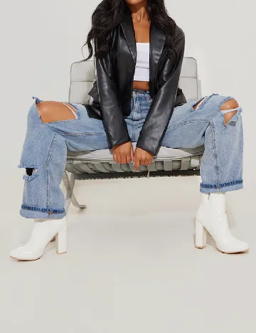 Botine PrettyLittleThing, alb Alb