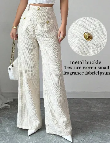 Pantaloni SHEIN, ecru Alb