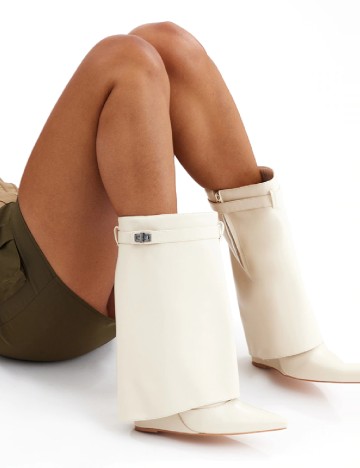 Cizme PrettyLittleThing, crem