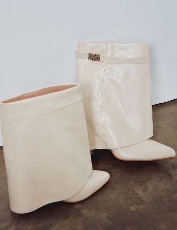 Cizme PrettyLittleThing, crem