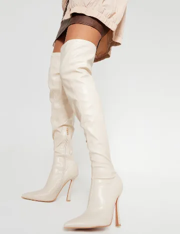 Cizme PrettyLittleThing, crem Crem