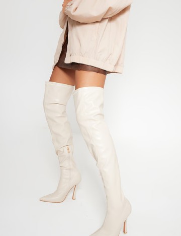 Cizme PrettyLittleThing, crem