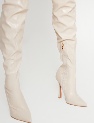 Cizme PrettyLittleThing, crem