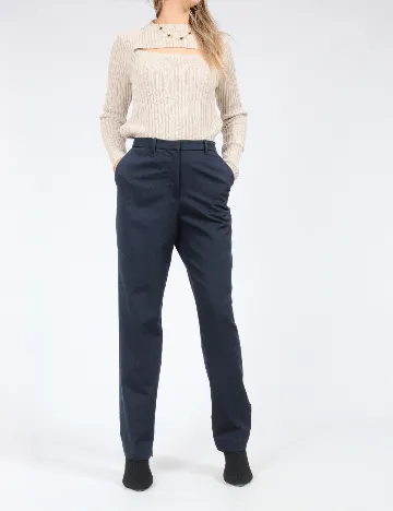 Pantaloni Mango, bleumarin Albastru