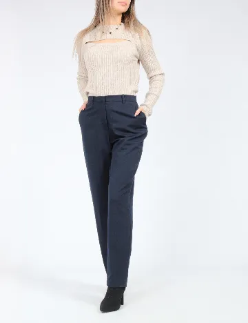 Pantaloni Mango, bleumarin Albastru