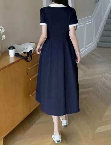 Rochie medie Dazy, bleumarin/alb Albastru