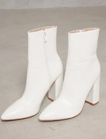 Botine PrettyLittleThing, alb Alb