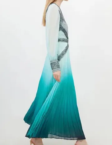 Rochie lunga Karen Millen, turcoaz/alb Albastru