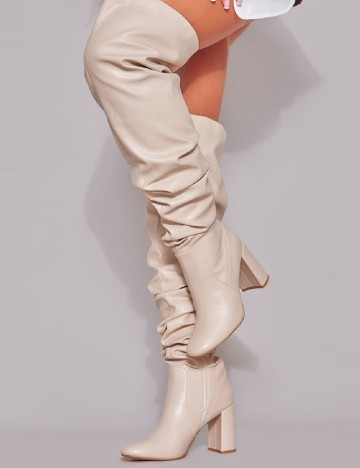 Cizme PrettyLittleThing, crem