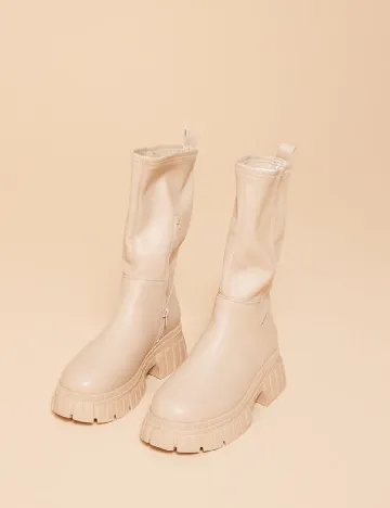Cizme PrettyLittleThing, crem Crem