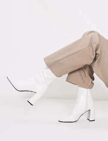 Botine PrettyLittleThing, alb Alb