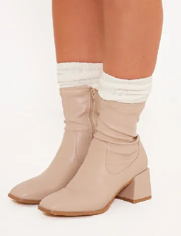 Botine PrettyLittleThing, bej Crem
