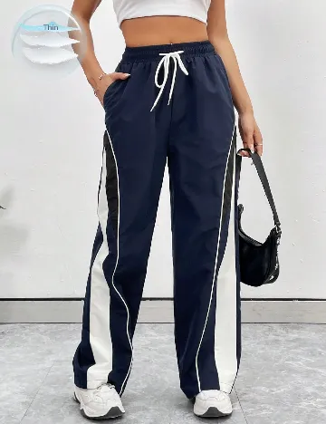 Pantaloni SHEIN, bleumarin/alb Albastru